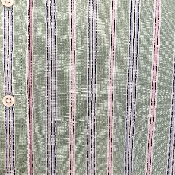 Ralph Lauren Mens Classic Cut Long Sleeve Green Striped Shirt Size XXL - Picture 7 of 7